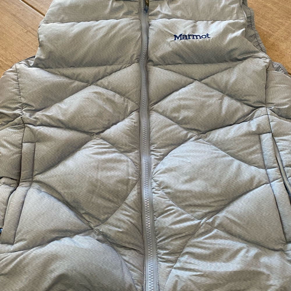 MARMOT WOMEN'S GOOSE DOWN FULL ZIP PUFFER VEST  Sz L Blue
